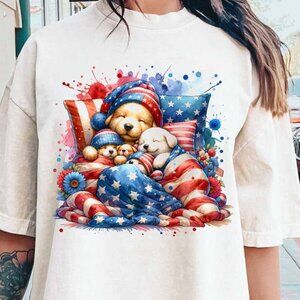 Dogs Lover Fourth of July T-Shirt, Sleeping Dogs Tshirt, 4th of July Gift Shirt
